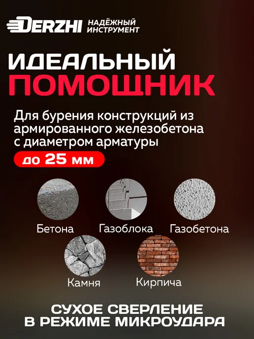 DERZHI Коронка алмазная PRO для сухого сверления 72 мм, вариант, фото 2