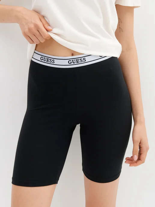 GUESS Велосипедки спортивные облегающие, черный, фото 4