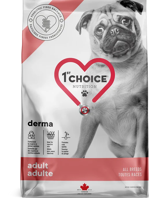 Сухой корм 1st Choice Derma Кожей для собак, чувствительное пищеварение, лосось, 0,34 кг