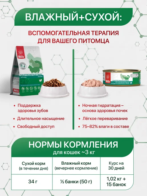 BLITZ Ветеринарный консервированный корм для кошек ЖКТ, вариант, фото 6