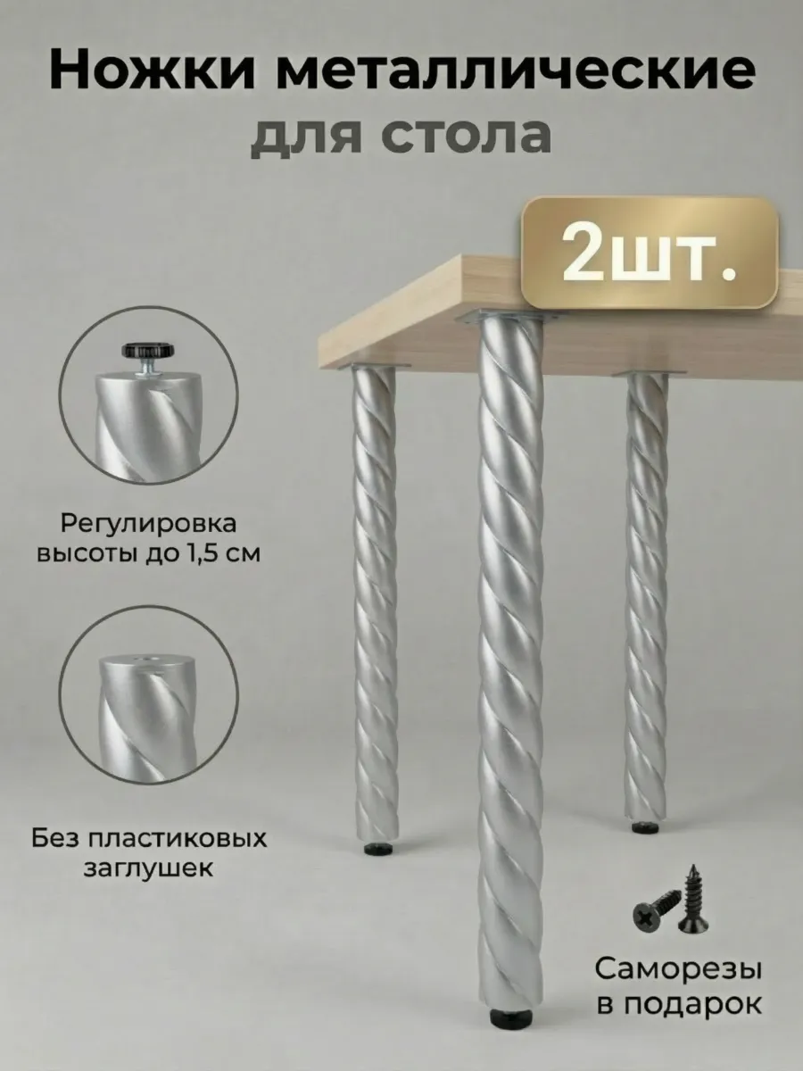 Ножки мебельные для стола металлические регулируемые 2 шт.