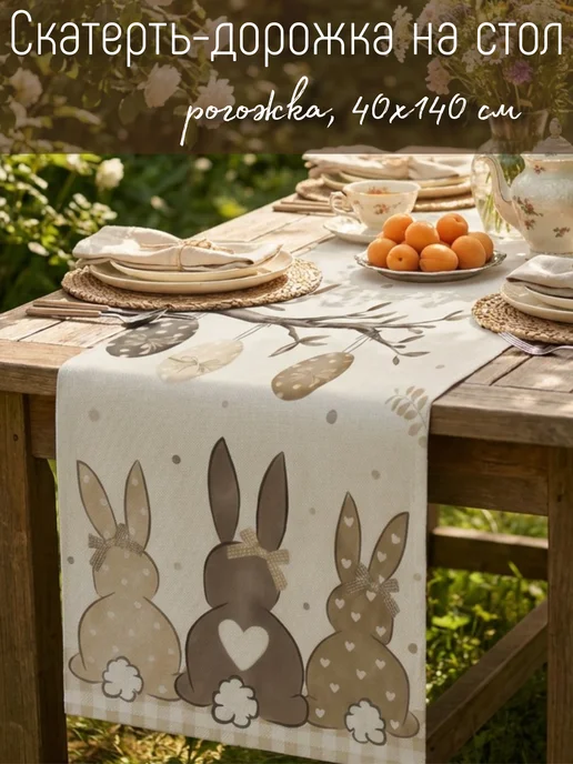 ВЕЛГАРДЕН Скатерть дорожка на стол декоративная оливковая 33х160 см, 40x140 см