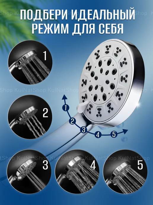 KulNatShop Лейка для душа, серый, фото 3