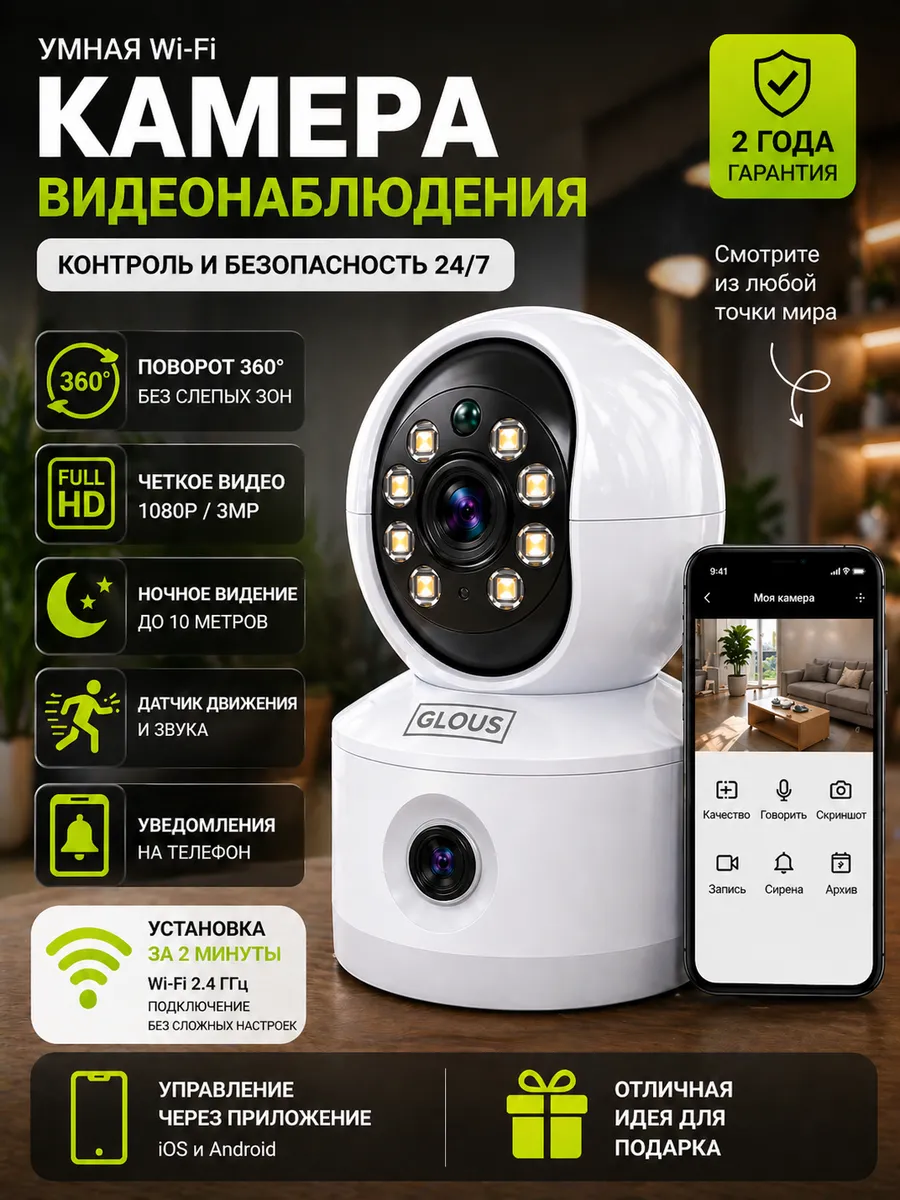 Камера видеонаблюдения для дома Wi-Fi видеоняня