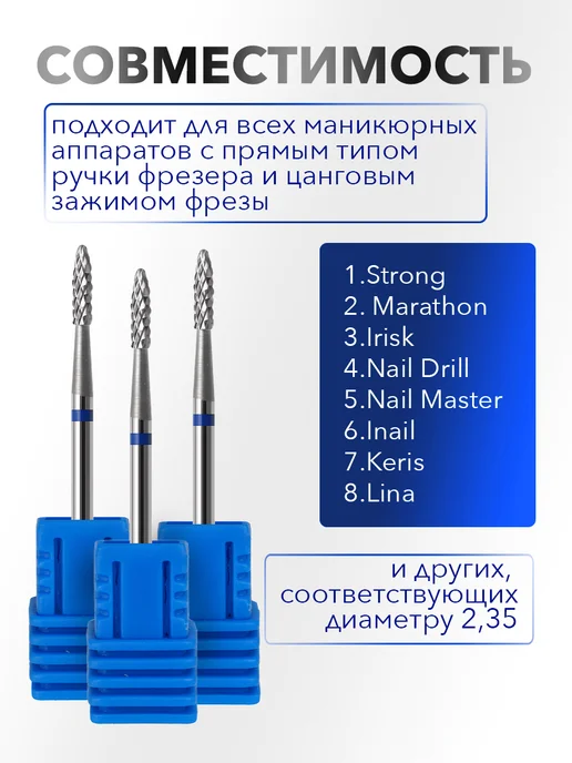 Frezoff beauty Фреза для выпиливания конус игла для аппаратного маникюра, вариант, фото 6