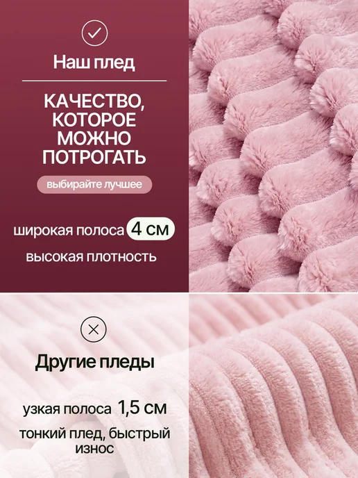 Дом Пледов Плед 180х200 серый на диван пушистый, 200x220, фото 7