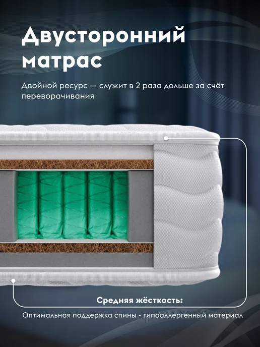 Правила мебели Матрас 120х200 пружинный Нокс флекс, Белый, 120x200, фото 3