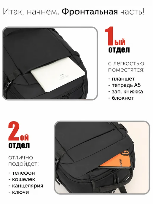 SHBO-R Рюкзак для ноутбука 17.3", городской, водонепроницаемый, черный, фото 2