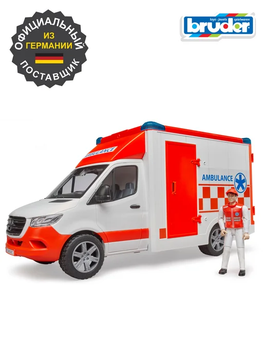 Bruder Скорая помощь Mercedes Benz Sprinter с фигуркой медработника, белый, фото 2