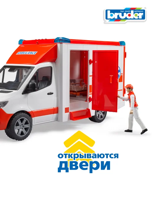 Bruder Скорая помощь Mercedes Benz Sprinter с фигуркой медработника, белый, фото 4
