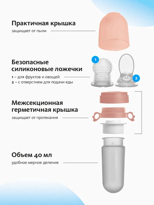 KidSmile Ниблер для прикорма малышей силиконовый ложка и сетка, вариант, фото 3