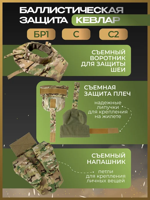Армада ТАКТИКА Плитник тактический с баллистикой БР1+ C C2, зеленый, фото 3
