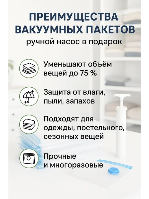 ZH new Вакуумные зип пакеты для одежды, белый, фото 2