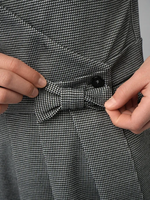 Happyfox Сарафан школьный детский из жаккарда, серый, фото 4