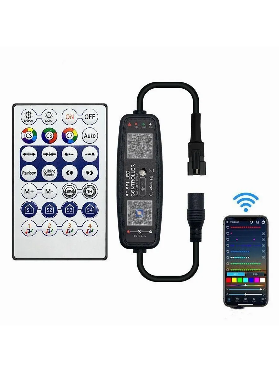 Умный Bluetooth контроллер RGB SPI лент 12-24V: 3pin