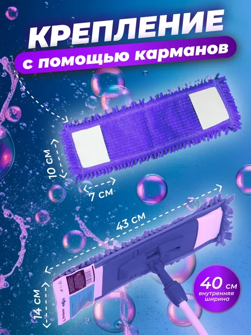 PERFECTO LINEA Сменная насадка для швабры из шенилла лиловая 44-431021, вариант, фото 3