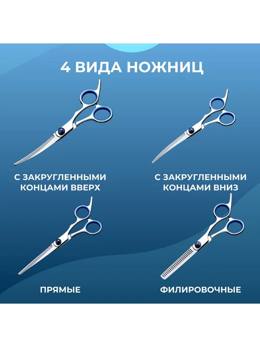 Ножницы для груминга собак и кошек Max-Intro Серебристый, вариант, фото 8