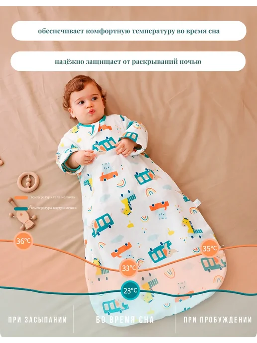 Спальный мешок для новорождённых муслиновый, синий, фото 6