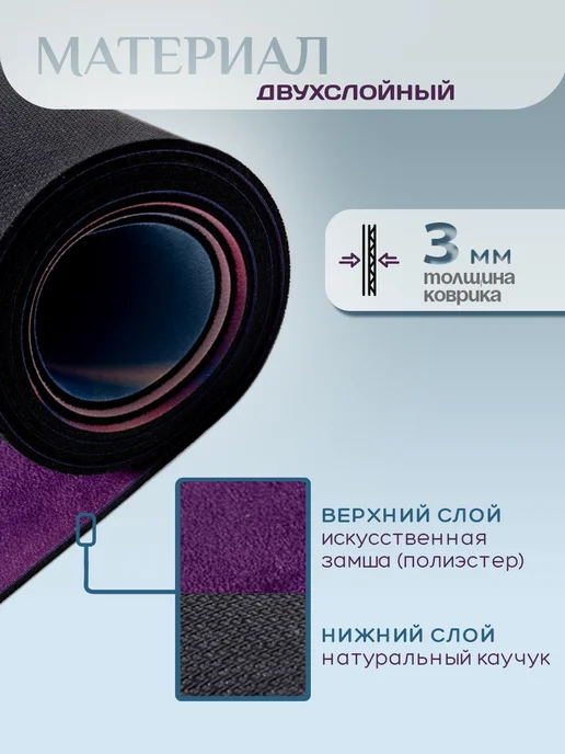 Коврик для йоги и фитнеса, фиолетовый, фото 4