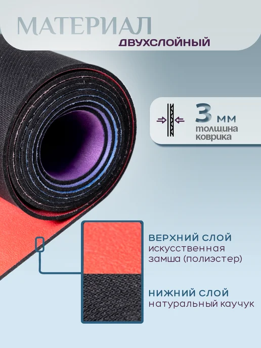 Коврик для йоги и фитнеса, оранжевый, фото 4