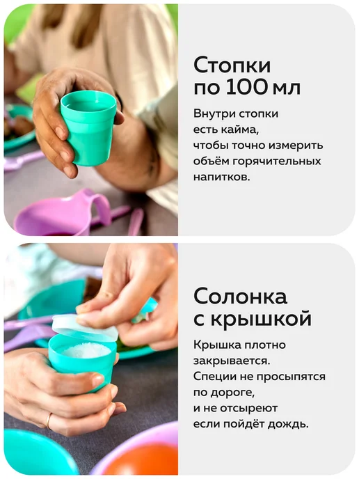 Альт-Пласт Набор посуды для пикника №36 (2 персоны, 18 предметов), голубой, фото 8