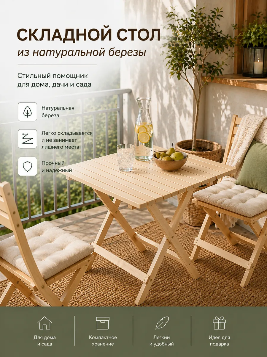 Стол складной деревянный