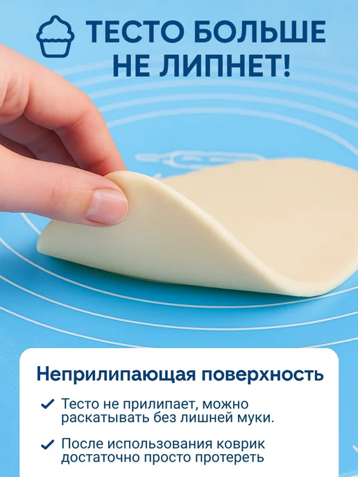 Sweetingridients Силиконовый коврик для раскатки теста, голубой, фото 8