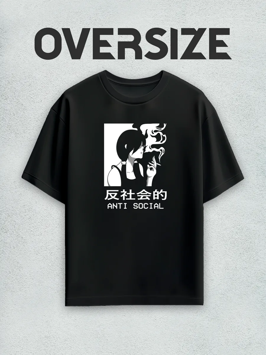 Футболка оверсайз с принтом в стиле аниме