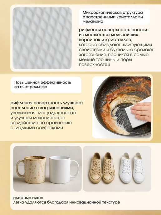 Меламиновые губки-салфетки для уборки универсальные, 48 шт, 18 шт, фото 3