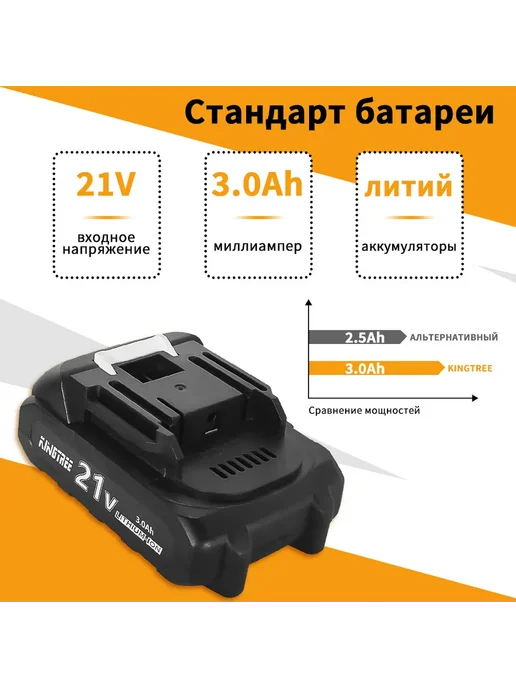 KingTree 21B Аккумулятор для садового электроинструмента,1 АКБ 3,0Ач, вариант, фото 3