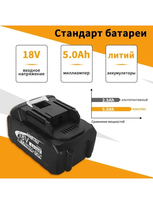 KingTree Аккумулятор для садового электроинструмента,1 АКБ 5,0Ач 18в, вариант, фото 3