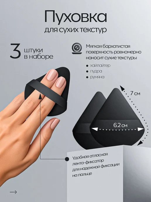 🆃🅰🆃🆂🆃🅾🆁🅴 Набор спонжей для макияжа, черный, фото 4