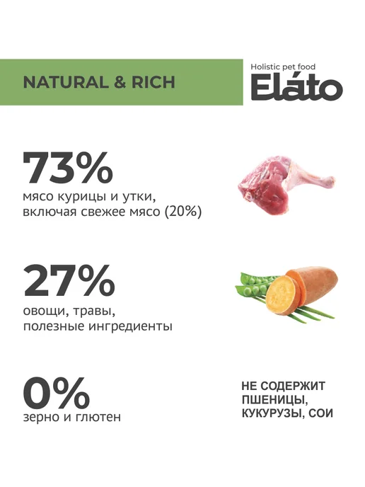 Сухой корм Elato для собак, мелкие, щенки, курица, 0,5 кг, фото 2