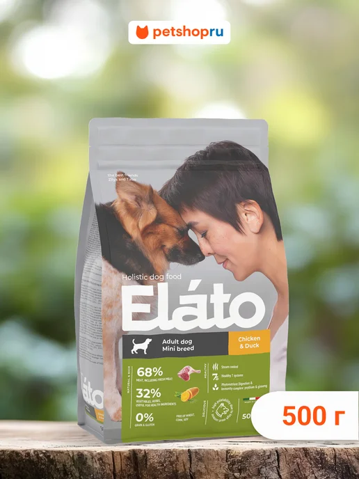 Сухой корм Elato для собак, мелкие, утка, 0,5 кг