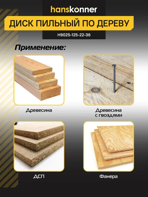 Hanskonner Пильный диск по дереву ArmorPiercing 125x22мм, 36 зубьев, 125x22 мм, фото 5