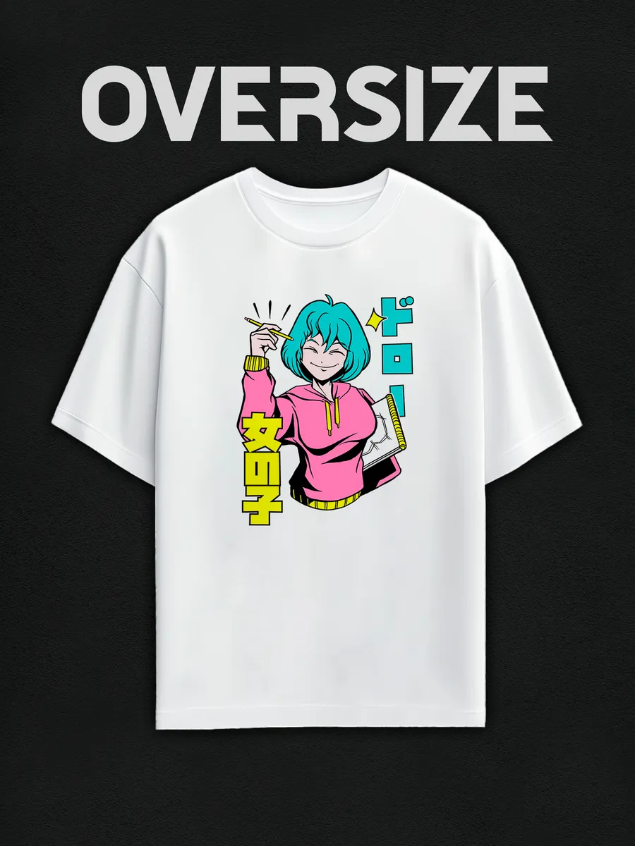 Футболка оверсайз с принтом в стиле аниме