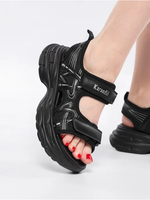 Shoes house Сандалии летние открытые на жару, черный, фото 7