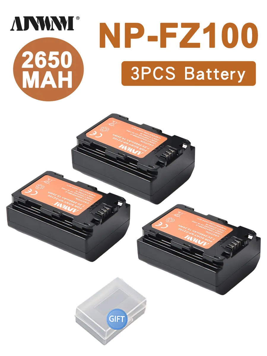 3 шт Аккумулятор NP-FZ100 для камер SONY (2680mAh)
