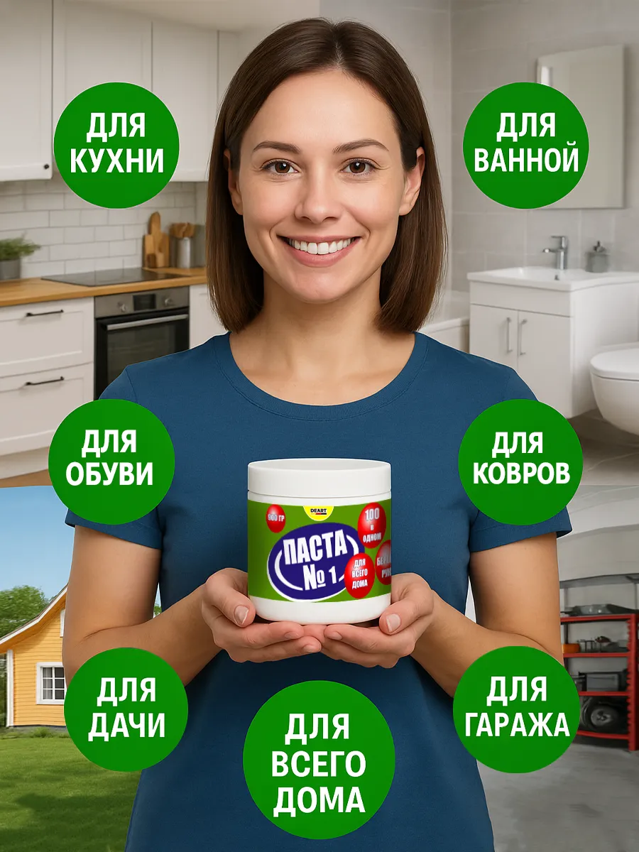 Чистящая паста №1 для уборки 0,9кг фото 2