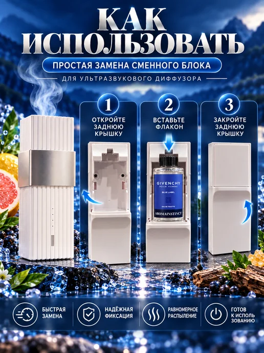 Aromainstinct Сменный блок для аромадиффузора MINI Blue Label, синий, фото 3