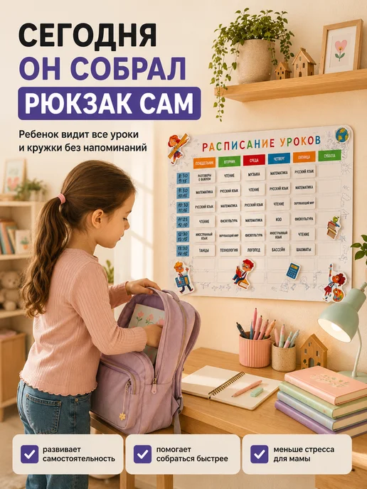 The Planer! Расписание уроков на липучках школьника 1-11 класс, белый, фото 3