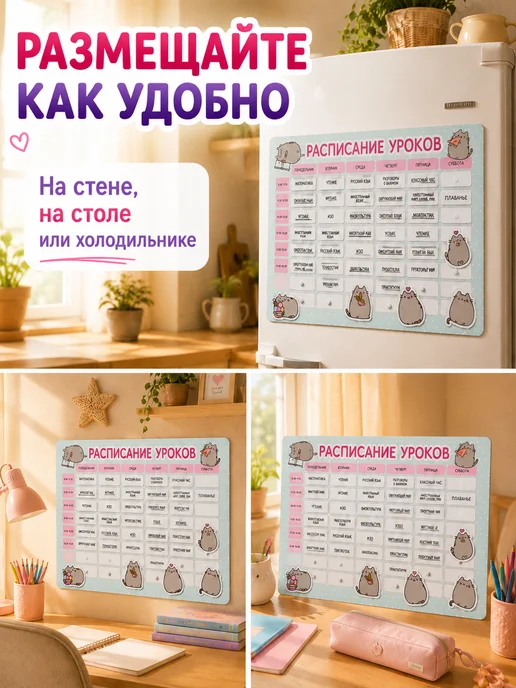 The Planer! Расписание уроков настенное Pusheen Пушин, голубой, фото 5
