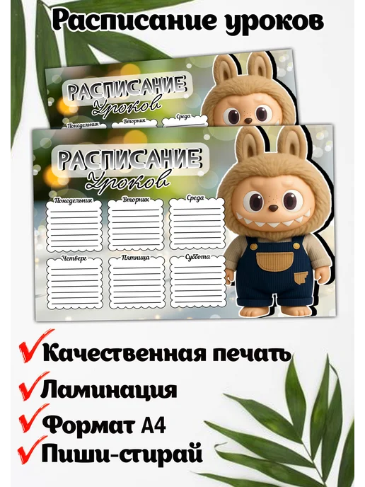 Школьное Расписание уроков, бежевый