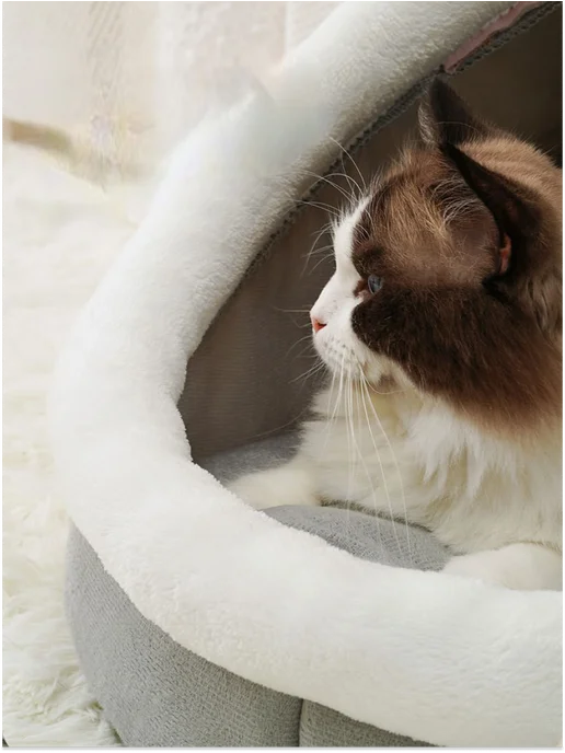 Mr. Murkins Домик лежанка для кошек и собак с игрушкой, серый, фото 4