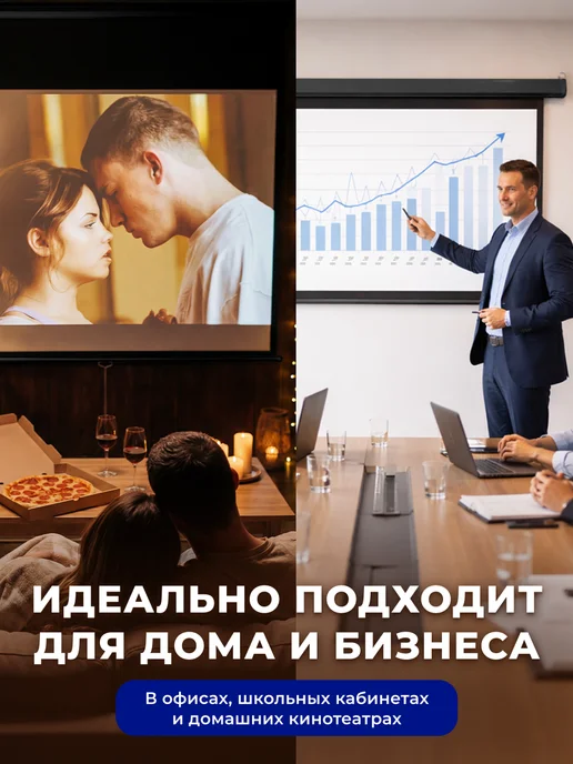 S'OK Экран для проектора 332x186 см 16 9 с пультом 150 дюймов, 332x186 см, фото 7