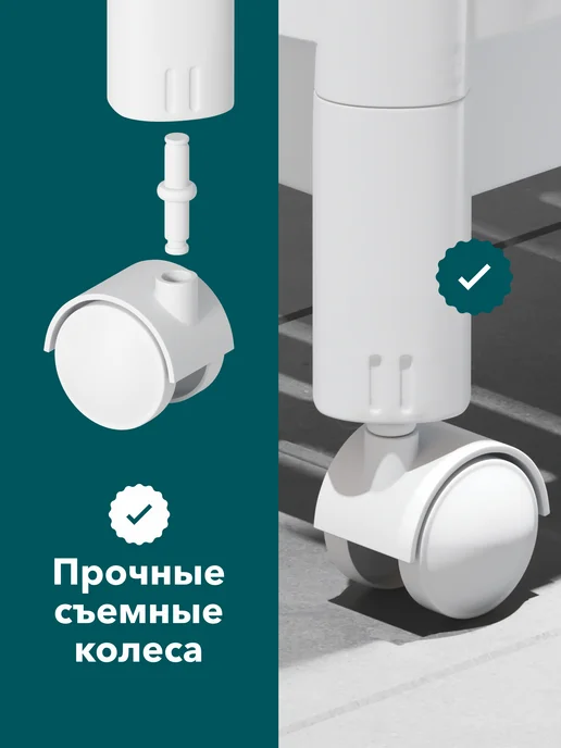 LockSar Этажерка на колесиках для ванной и кухни, белый, фото 3