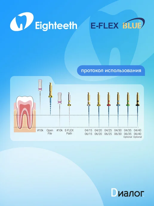 Eighteeth Файлы стоматологические E-Flex Blue, синий, фото 4