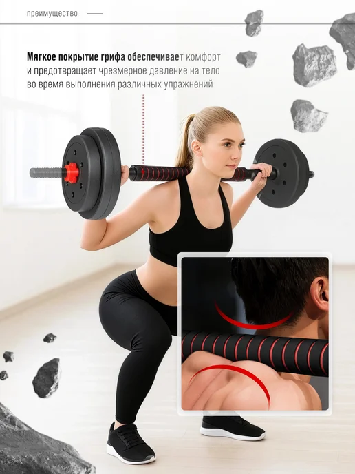 FITROOM Гантели разборные 40 кг набор спортивный инвентарь с штангой, 40 кг, фото 5