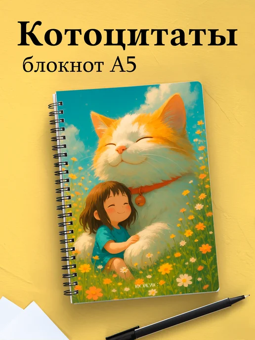 Тетрадь с котиком с цитатами