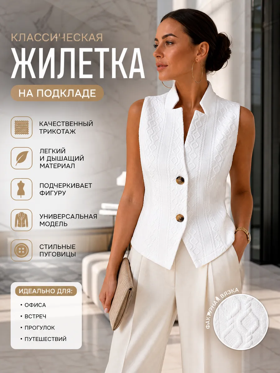 Жилетка трикотажная классическая на пуговицах